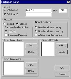 Configuring CapSocks for Proxy server